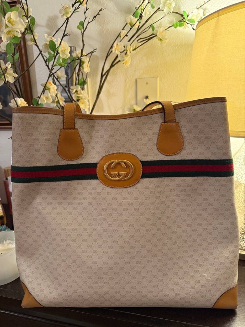 VINTAGE AUTHENTIC GUCCI WEB TOTE